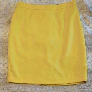 CAbi Curry Yellow Pencil Skirt with Gray lining Size 6